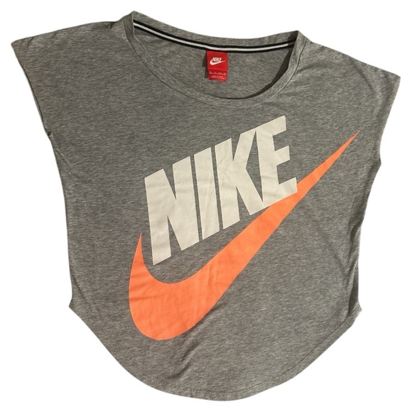 Nike Gray Crop T-Shirt with Orange Logo - Picture 3 of 4